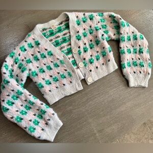 Urban Outfitters Knit Cropped Floral Sweater Cardigan S